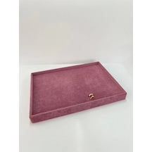 Yerli Üretim Süet Kumaş Bordo Renk 34/24cm Batırmalı Çekmece Içi Yüzük Tablası Çok Renkli