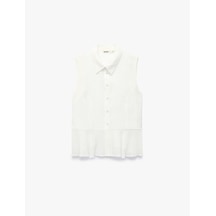 Koton Viskon Dokulu Kumaş Hafif Peplum Kesim Kolsuz Gömlek Kırık Beyaz 7wak60021pw Ekru
