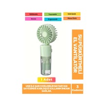 Su Püskürtmeli Ultra Sessiz 3 Kademeli Hafif Kablosuz Taşınabilir Usb Şarjlı Masa El Fanı Vantilatör