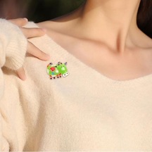 Kahverengi Talos Unisex Güzel Inek Sığır Broş Parti Pin Elbise Dekorasyon Takı Hediye