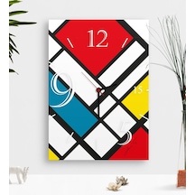 Kişiye Özel Mondrian Ahşap Tablo Duvar Saati-3