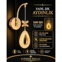 Yagmur Pilli Aplik Salon Oturma Odası Aplik Pilli Aplik Gold