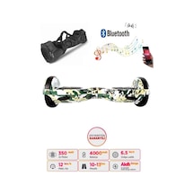 Citymate Elektrikli Kaykay Hoverboard 6.5 Inch Yeşil Kamuflaj Grafity Desenli Akıllı Denge +Çanta