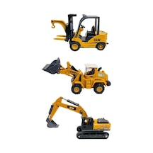 Oyuncak İş Makinaları Forklift Kepçe Buldozer 3lü Metal Set