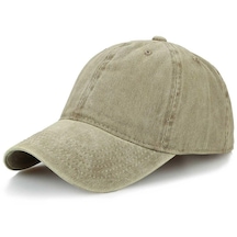 Unisex Yıkamalı Eskitme Haki Kep Şapka