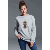 Hyperion Baskılı Gri Kadın Sweatshirt