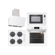 Silverline BO6504W01 - CS5335W01 - 3457 Soho 60 - MW9018W01 Beyaz Cam Ankastre Set