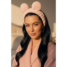 Caş Dekorasyon Pembe Renk Kulaklı Peluş Saç Bandı Pembe