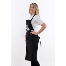 Unisex Master Chef Ayar Askılı Mutfak Önlüğü Siyah