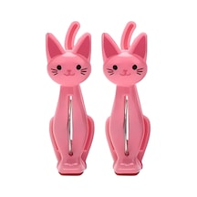 Pembe Kedi Şeklinde Havlu Mandalı, Plaj Ve Çamaşır İçin Dekoratif Plastik Klips, 2&apos Li Set Açık Ahşap