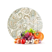 Decovetro Cam Kesme Tahtası Ve Sunumluk Yuvarlak Şal Desenli 30 X 30 Cm Çok Renkli