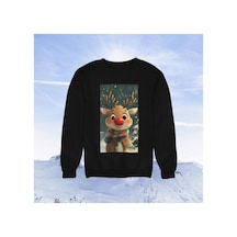 Stil X Yeni Yıl Baskılı Unısex Çocuk Sweatshırt, Chrıstmas Temalı Siyah-3