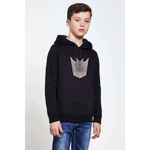 Tshirthane Transformers Baskılı Unisex Çocuk Kapüşonlu Siyah Sweatshirt (528616242) Siyah
