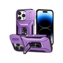 İphone Uyumlu 14 Pro Kılıf Darbe Emici Araç Mıknatısı Halkalı Tutucu Lens Korumalı