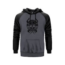 Vikings Rollo Thor Skull Gri Renk Reglan Kol Sweatshirt