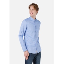 Colin's Colins Slim Fit Shirt Neck Düz Erkek Mavi Uzun Kol Gömlek Cl1048576 Q1.v1 Blu Koyu Mavi
