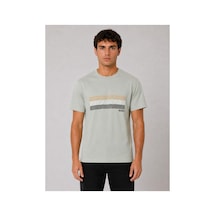 Hzr Wear Erkek Nakış Baskı Detaylı Sıfır Yaka Regular Fit %100 Pamuk Tişört Yeşil