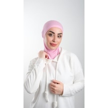 Hürrem Bone Pembe Pratik Hazır Geçmeli Tesettür Bone Sandy Kumaş Spor Hijab 2 Pembe