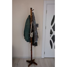 180 cm Ayaklı Ahşap Askılık Dekoratif Mont Ceket Elbise Askılığı