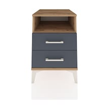Kronos Komodin Tek Raflı 2 Çekmeceli 44x59x64 Çam-antrasit Çam