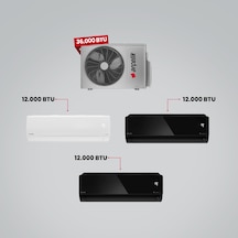 Arçelik 1+3 Multi Sistem 36100 MD Pro Dış Ünite 2 Adet 12 BTU Siyah + 12 BTU Beyaz İç Üniteler Duvar Tipi Klima
