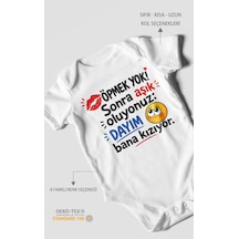 Morivokids Dayıya Özel Kısa Kollu Bebek Body %100 Pamuk Zbn169-kk Beyaz