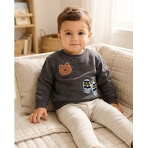 Tuffy Erkek Bebek Antrasit Snowball Temalı Sweatshirt Rahat Kalıp