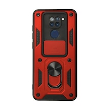 Xiaomi Redmi Note 9 Kılıf Pars Lens Yüzüklü Silikon - Kırmızı Kirmizi