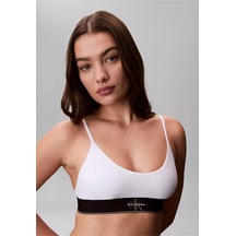 Calvin Klein Kadın Pamuklu Dolgusuz Logo Etiketli Elastik Bel Bantlı Beyaz Büstiyer Lv00qf8814-100-13405 Beyaz