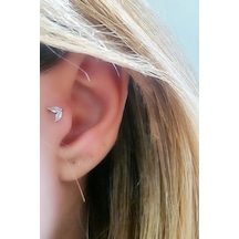 Pırlanta Parlaklığında Zirkon Taşlı 925ayar Gümüş Tragus Kıkırdak Piercing Gümüş