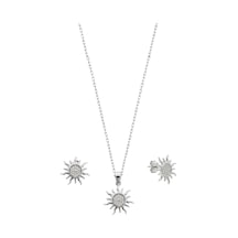 Oya Silver Zirkon Taşlı Güneş Gümüş Kolye Ve Küpe Seti Oysy264