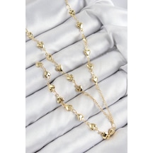 Pirinç Zirkon Taşlı Kalp Model Gold Renk Y Kolye - Tj-bko10457 Gümüş