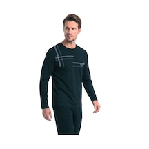 Pierre Cardin 6152 Erkek Uzun Kollu Bisiklet Yaka Pijama Takımı -siyah