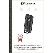Özel Üretim Dijital Ekranlı Kablolu Model Telefon Bataryası Powerbank Trm-1015 Siyah 10000mah Çok Renkli