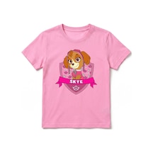 Urbantrendstore Paw Patrol Skye Unisex Kız Çocuk Bisiklet Yuvarlak Yaka Basic Kısa Kollu %100 Pamuk Tişört Pembe