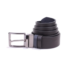 Dagoster DMK26-465DG Siyah Lacivert 4 CM Çift Taraflı Hakiki Deri Erkek Kemer Siyah Siyah - Lacivert