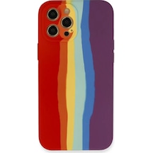 Newface Apple Apple iPhone Uyumlu  12 Pro Max Kılıf Ebruli Lansman Silikon - Kırmızı-mor