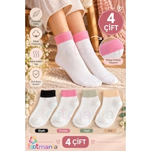 Footmania 4'lü Kadın Lastiği Peluş Sıcak Çorap Seti Soft Touch Beyaz