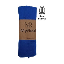 Myreal Bambu Kraş Şal Saks Mavisi - Ütü Gerektirmeyen Doğal Doku 90x200 Cm