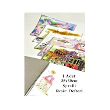 Resim Defteri 15 Yaprak 35x50 Cm 1 Adet Spiralli Orta Boy Telli Resim Defteri Karton Kapak 110 Gr Öğrenci Okul