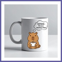 Bezos Caffeine Because Adulting İs Hard Yazılı Kupa Model 207 Komik Tasarım Seramik Kahve Kupası Hediye Seçeneği Nıda Çok Renkli