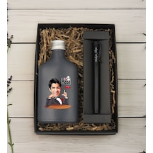 Bk Gift Kişiye Özel The Baba Karikatürlü Antrasit Tasarım Cam Şişede Kolonya 200 Ml & Siyah Metal Roller Kalem Hediye Seti-4, Babaya Hediye, Babalar G