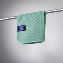 Premium Bulaşık Filesi Balıksırtı Doku 25x25 Cm, Mikrofiber Bulaşık Bezi, Az Deterjanla Bol Köpük, Çizmeyen Ovma Gücü, Tencere Tava Cam Porselen İçin, Mint Yeşili