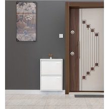 Kaser Metal 2'Li Metal Ayakkabılık Beyaz