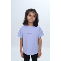 Toontoy Kids Toontoy Kız Çocuk Baskılı Bisiklet Yaka Kısa Kollu Tişört 24977 Mavi