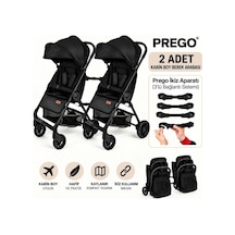 Prego İkiz Apartlı Birleşip Ayrılan Yan Yana İkiz Kabin Boy Bebek Arabası Siyah1