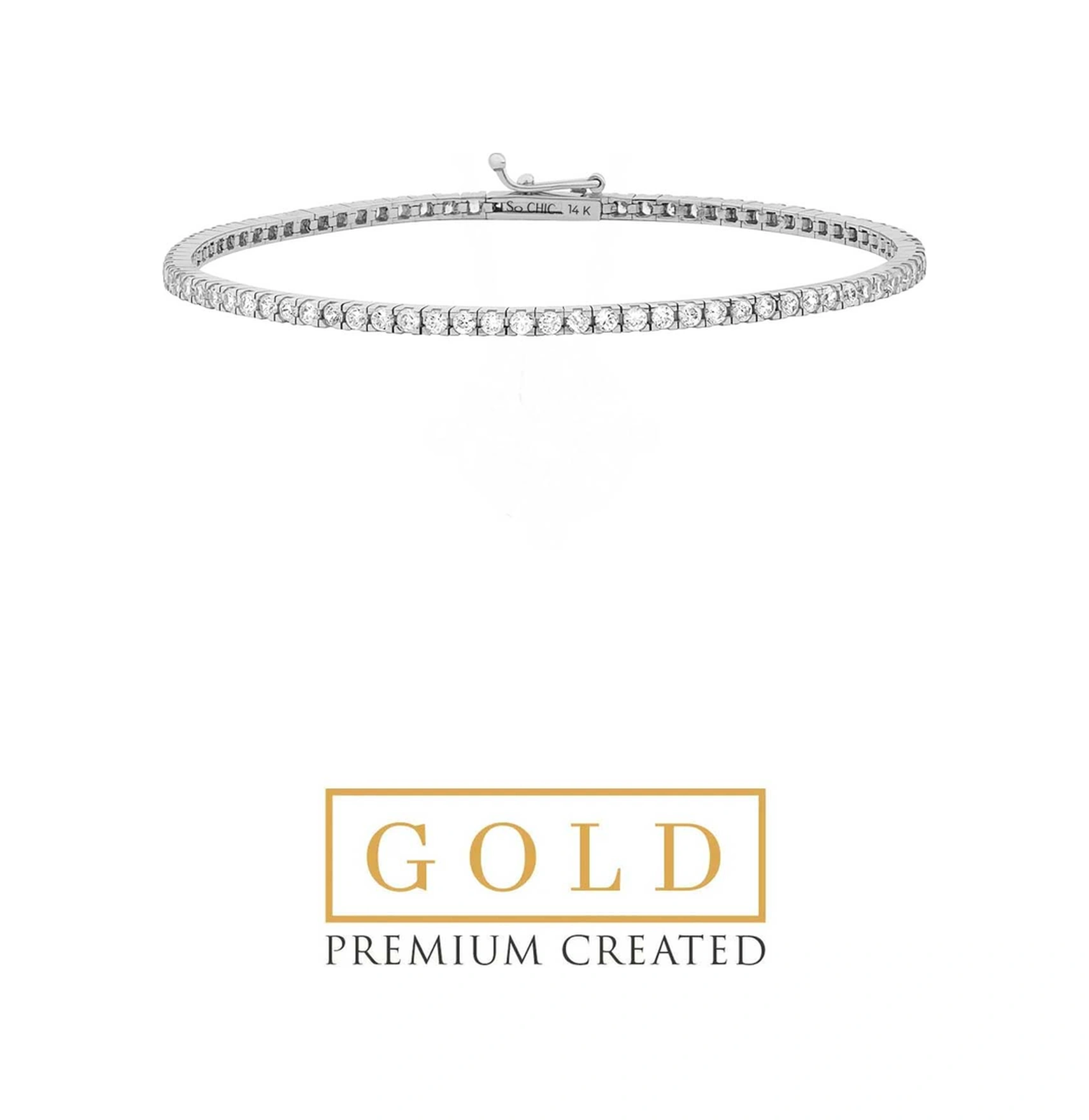 Beyaz Altın Sertifikalı Premium Created Taşlı Su Yolu Bileklik Beyaz Altın