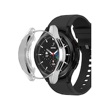 Samsung Galaxy Watch 4 Classic 42mm İçin Kılıf 360 Full Round Soft Silicone Gümüş Galaxy Watch 4 Classic 42mm İle Uyumlu Kılıf - Gümüş Çok Renkli