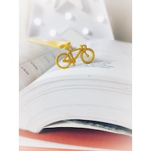 Sarı Bisiklet Figürlü Metal Kitap Ayracı. Kitap Ayraçları