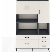 Hyperion Dolap 8 Raflı 5 Çekmeceli 3 Kapaklı 132x44x195 Antrasit-aytaşı/aytaşı Aytası/aytası